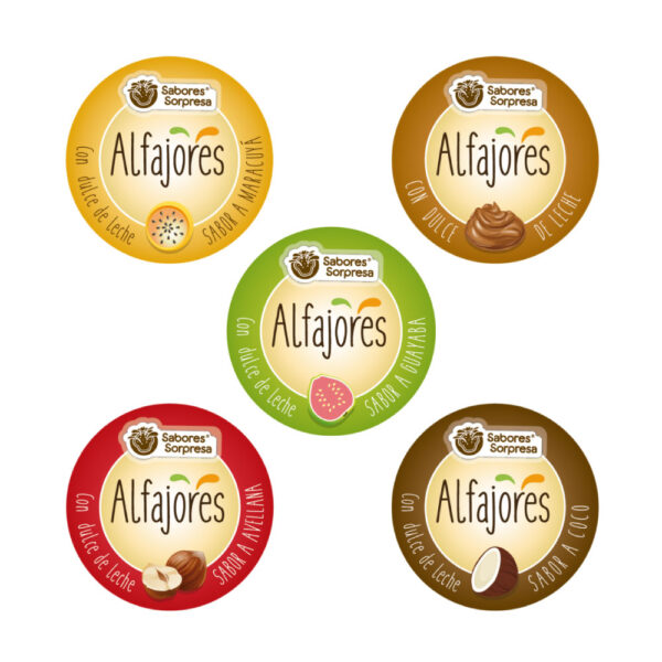 Logos de alfajores de diferentes sabores