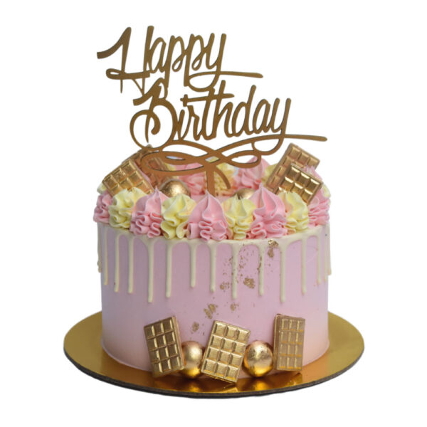Torta galletas de oro con letrero Happy Birthday