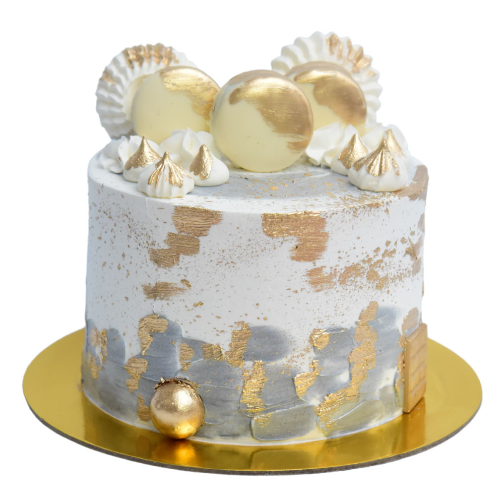 Torta plateada y dorada